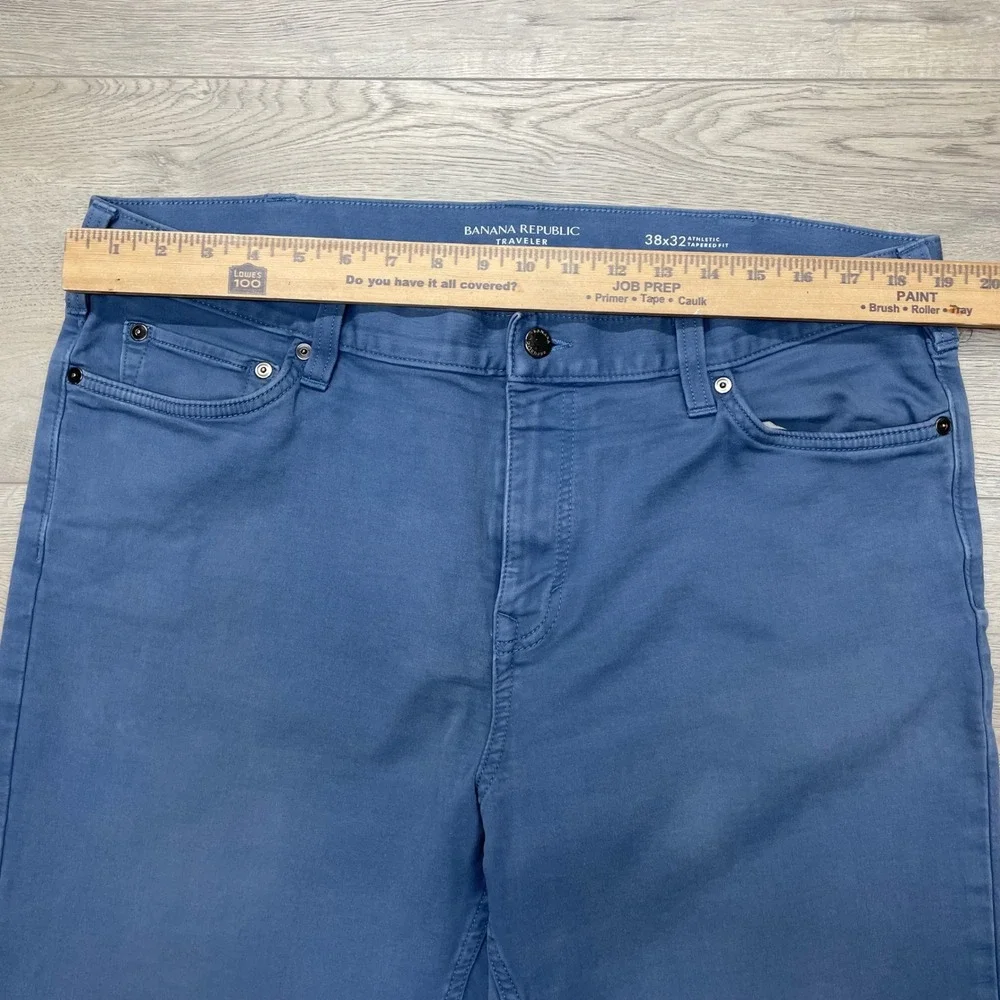 Banana Republic Traveler Pants Mens 38x32 Blue Shadow Athletic Tapered Fit